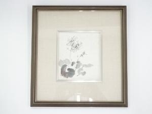 杏苑筆　水墨菊図　肉筆額装